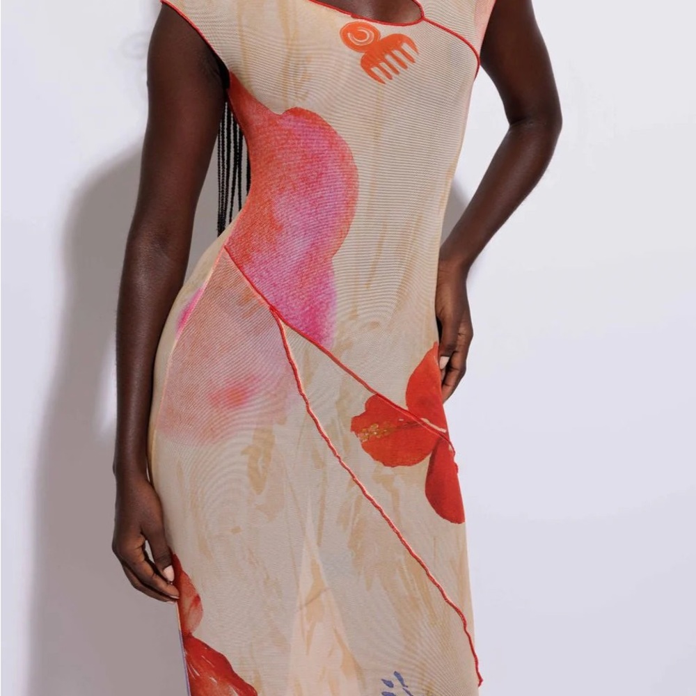 SISI COWL BACK ASYMMETRIC GOWN - ilé print